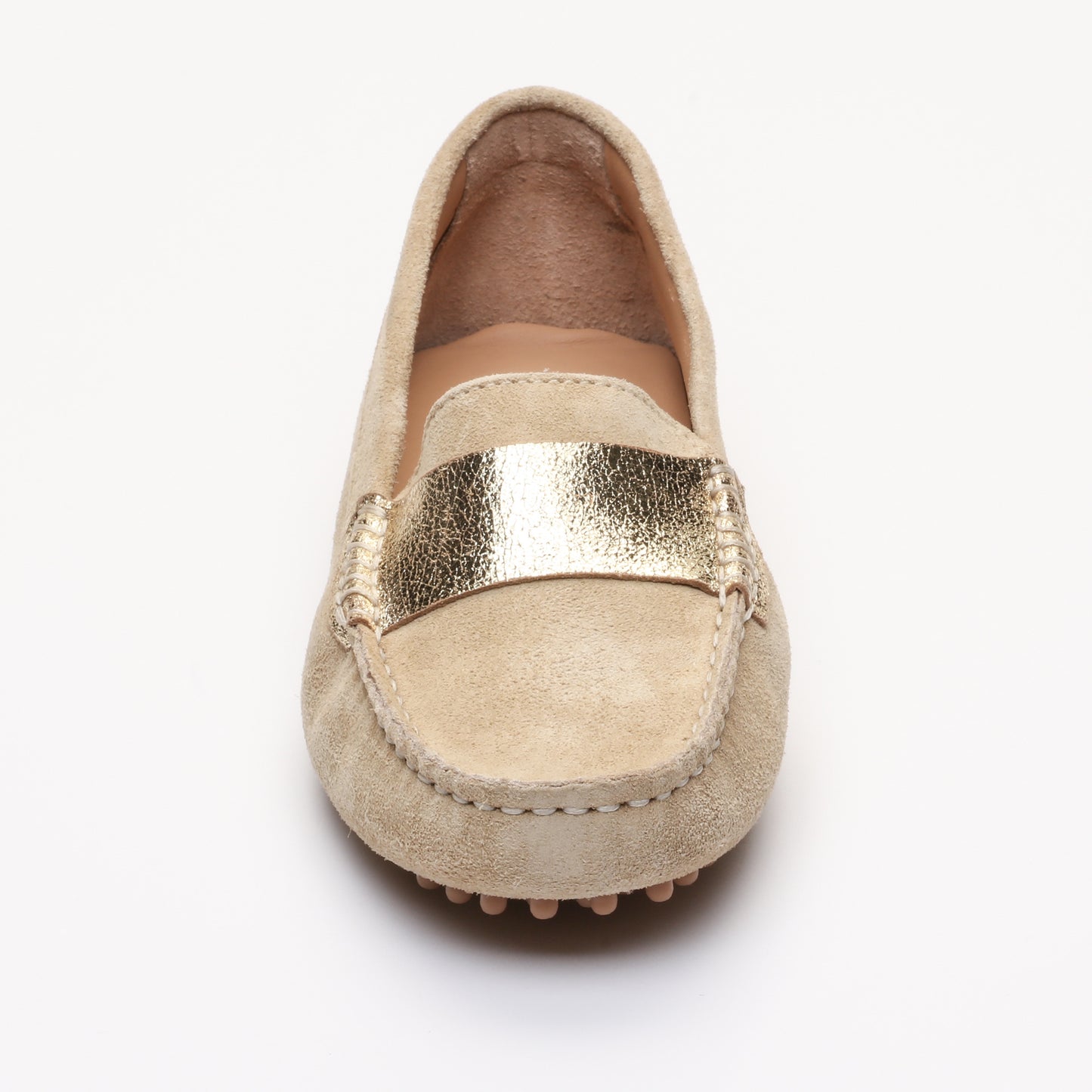 MELOA mocassins fantaisies beige et or