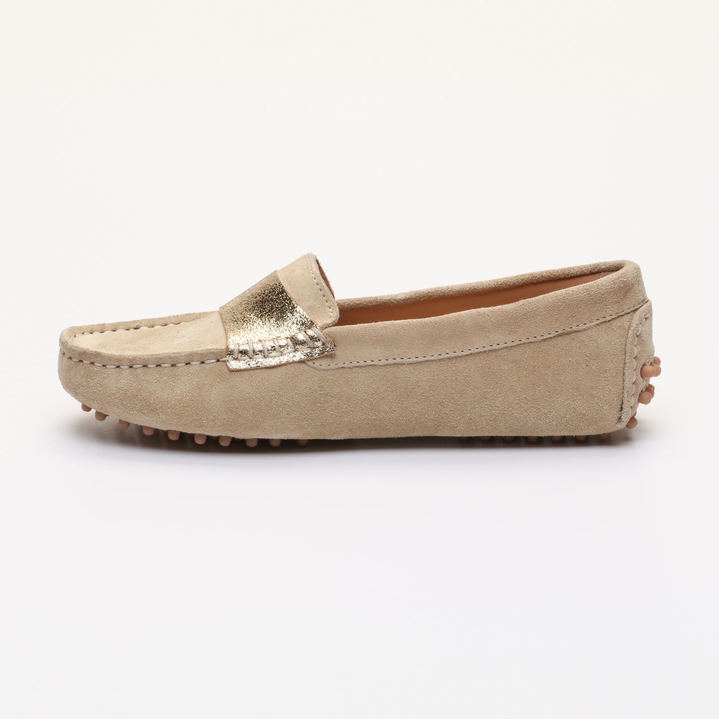 MELOA mocassins fantaisies beige et or