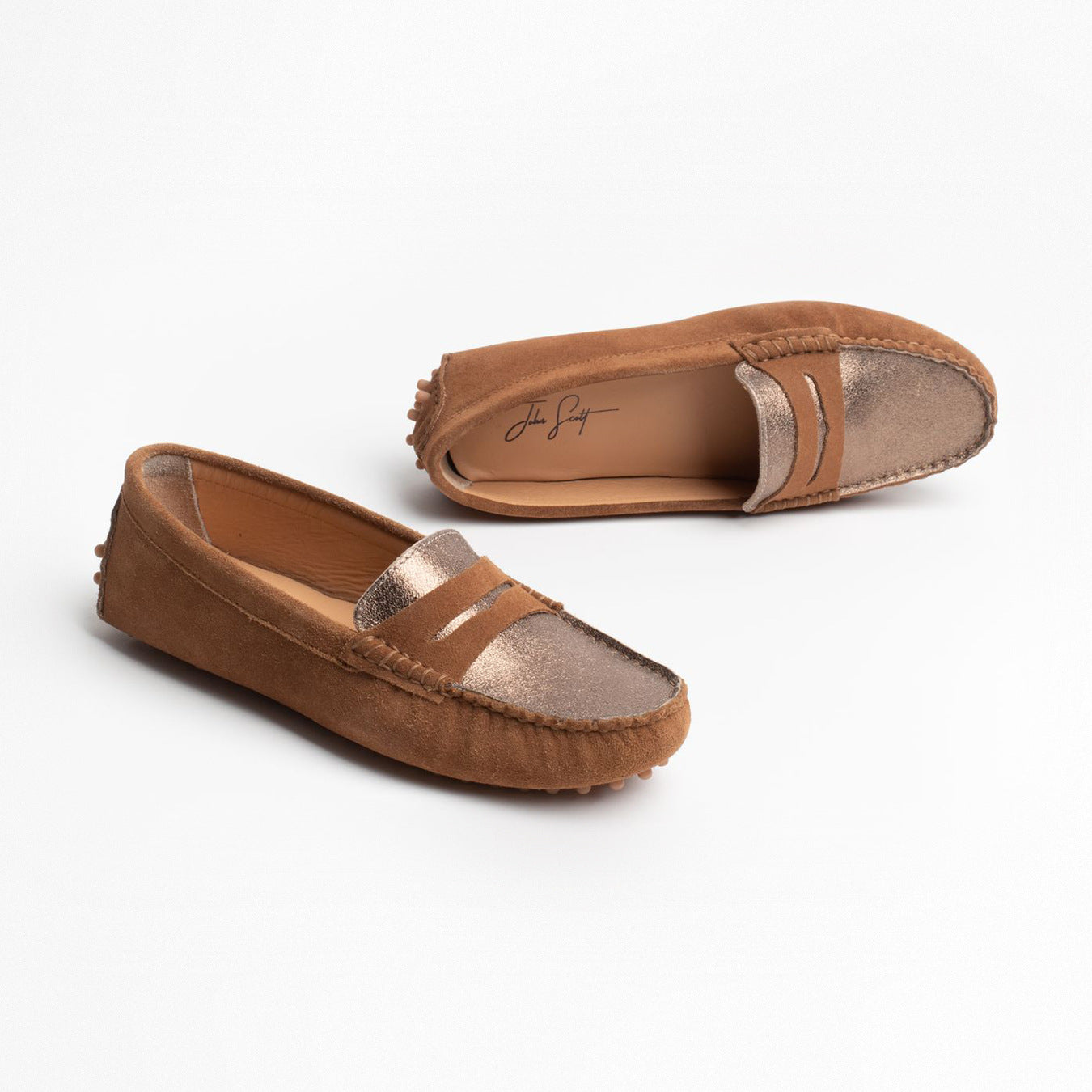 DEIRA mocassins classiques camel et bronze