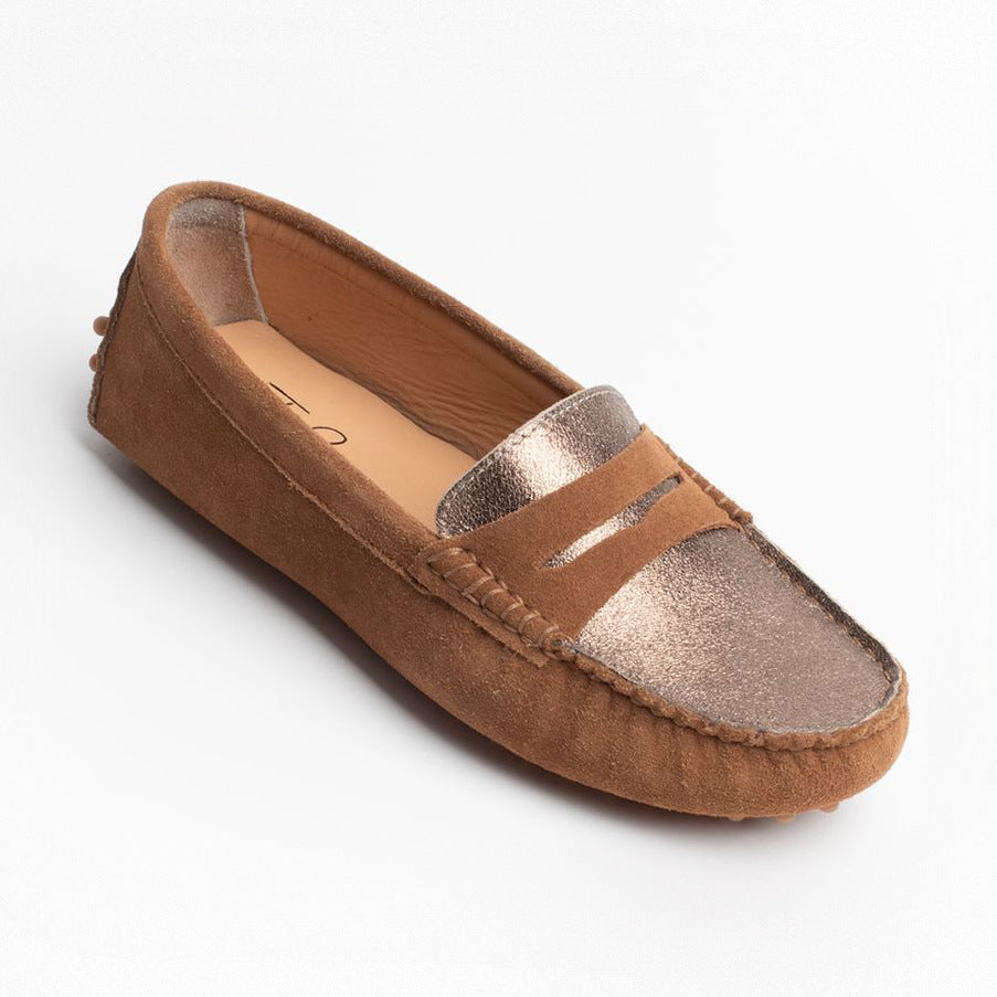 DEIRA mocassins classiques camel et bronze