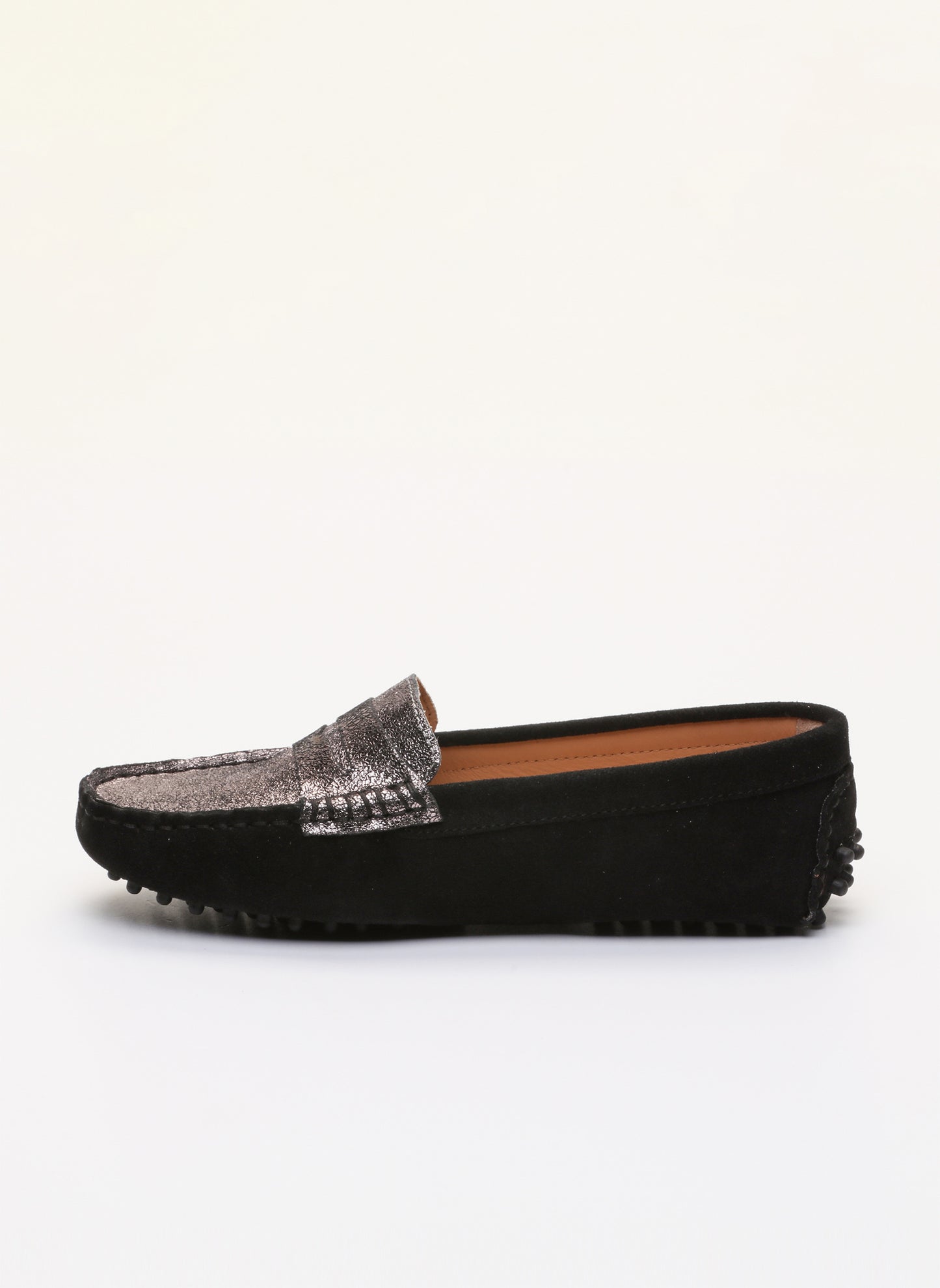 DEIRA mocassins classiques noir et platine
