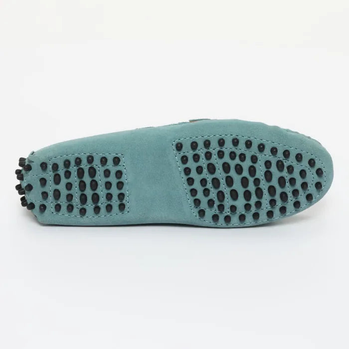 LILY mocassins à pompons gris bleu