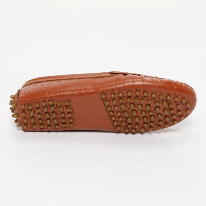 DEIRA mocassins classiques croco fauve