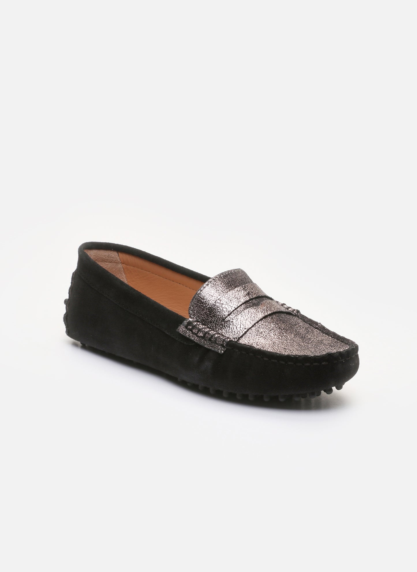 DEIRA mocassins classiques noir et platine