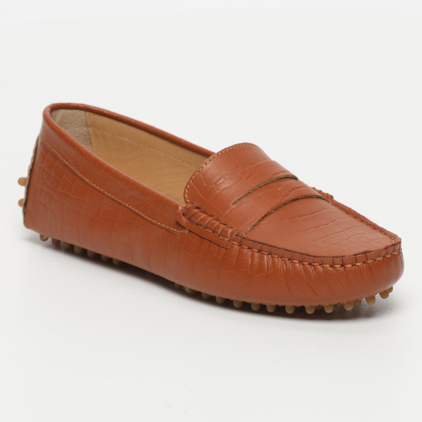DEIRA mocassins classiques croco camel