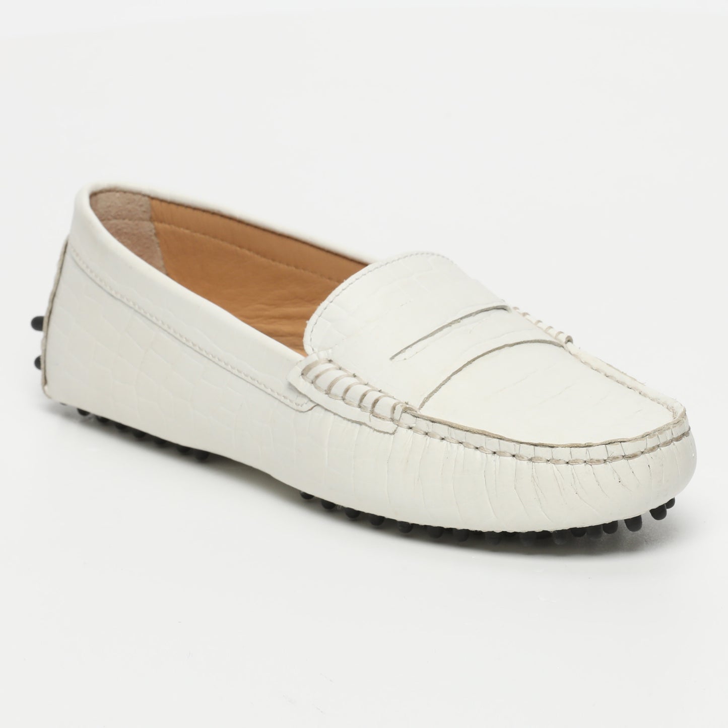 DEIRA mocassins classiques croco blanc