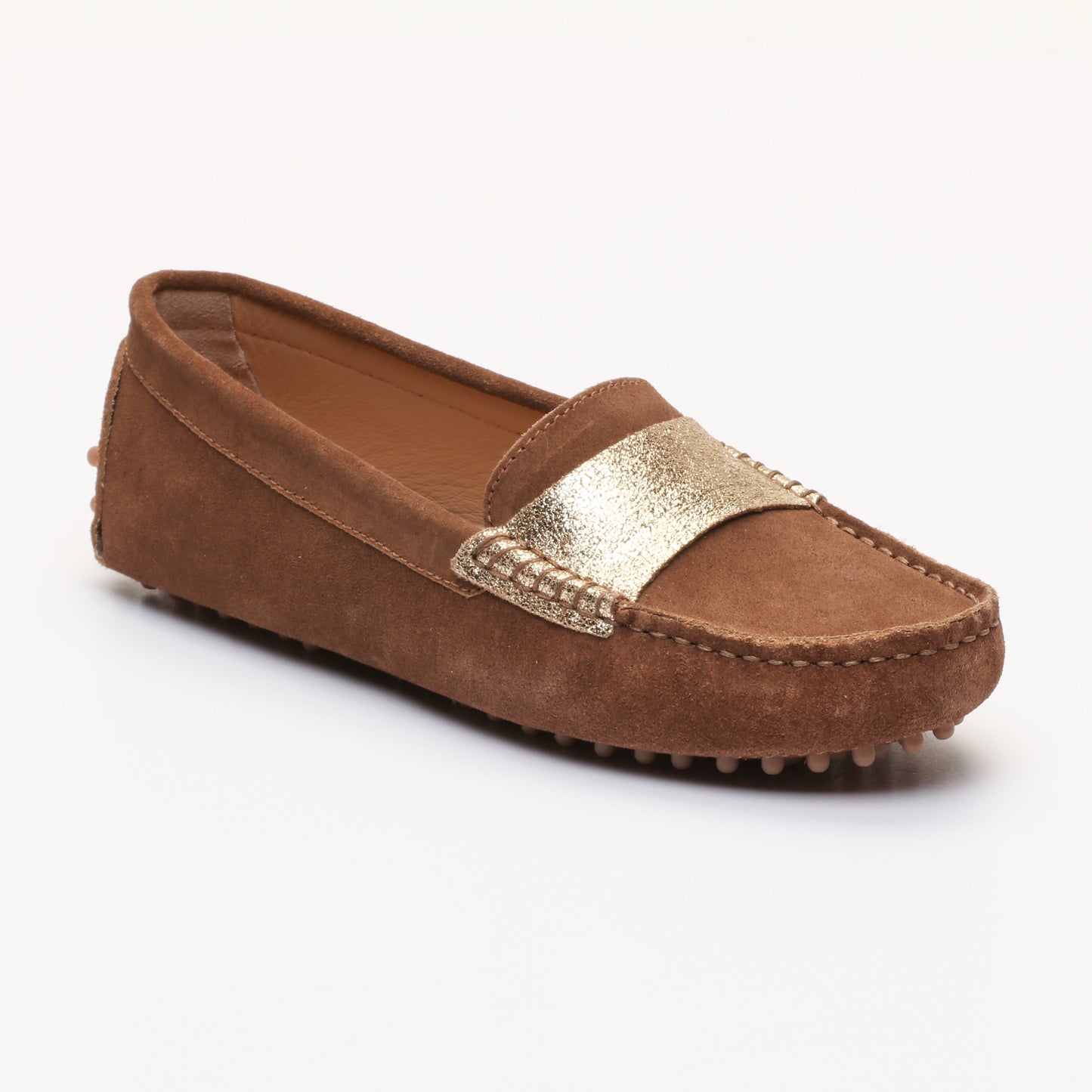 MELOA mocassins fantaisies camel et or