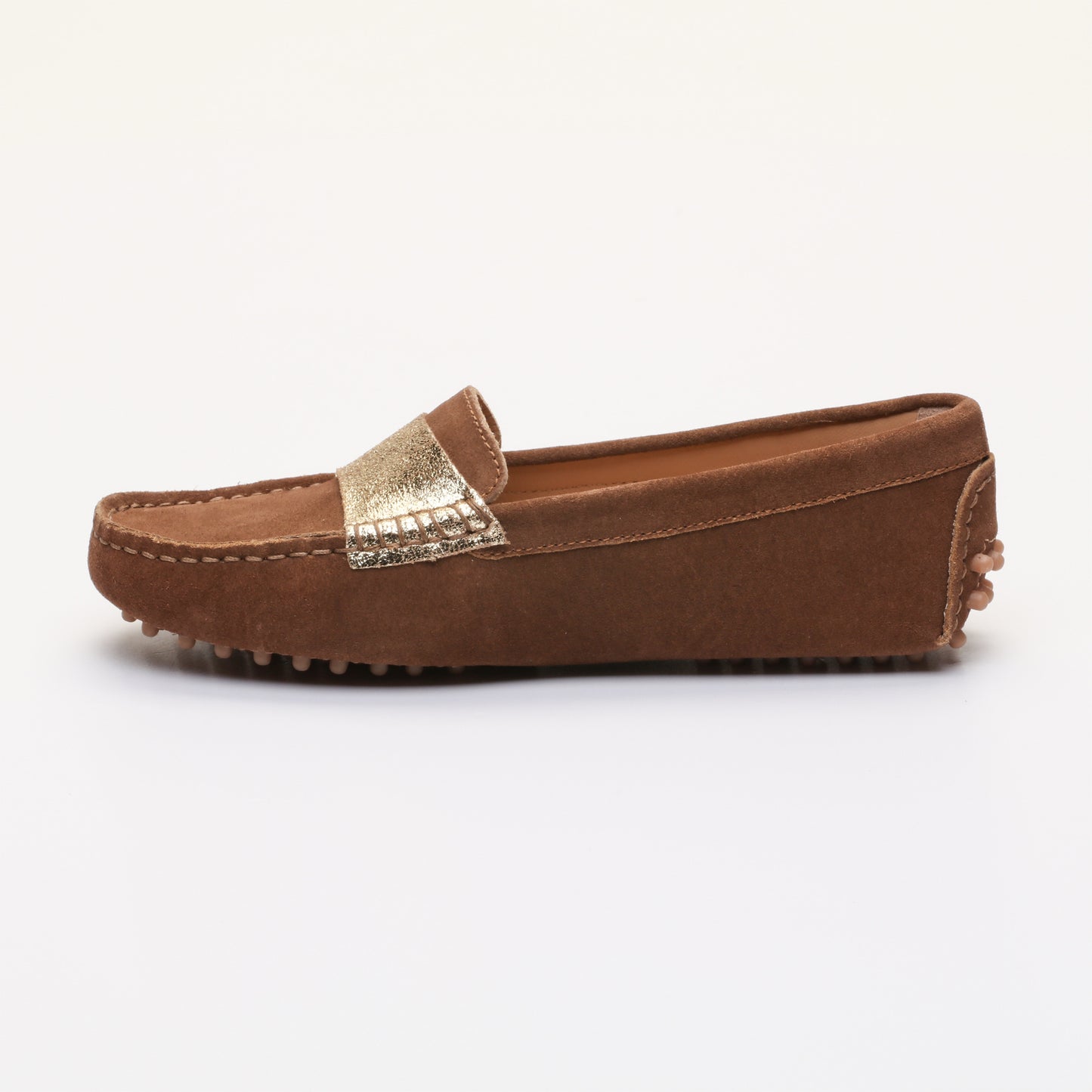 MELOA mocassins fantaisies camel et or