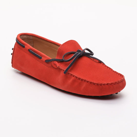 CORNWALL mocassins à lacets marine et rouge
