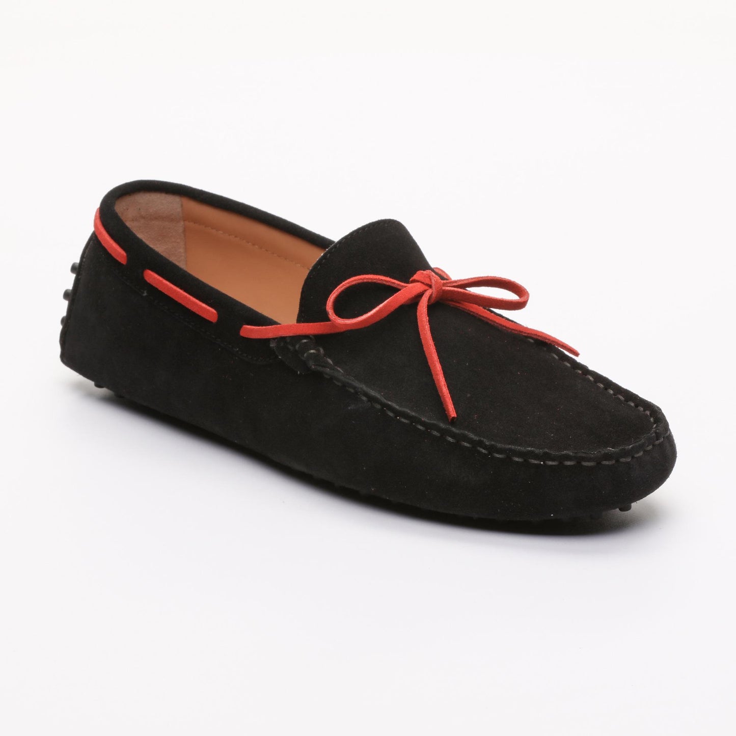 CORNWALL mocassins à lacets noir et rouge