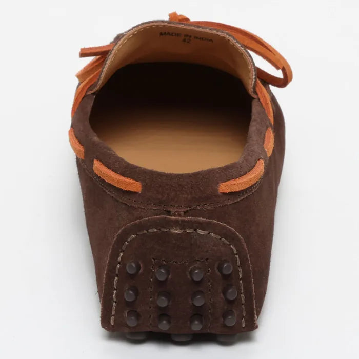 CORNWALL mocassins à lacets chocolat et orange