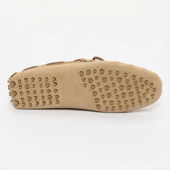 CORNWALL mocassins à lacets beige et camel