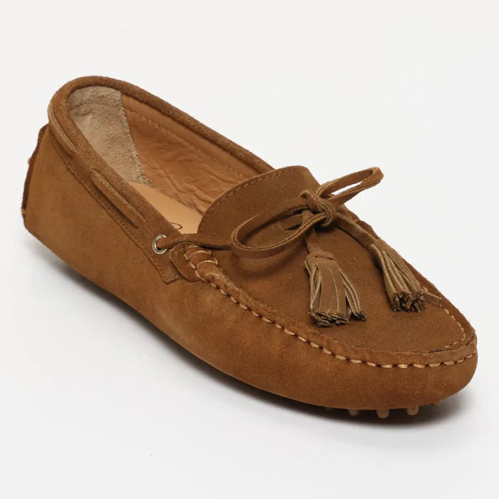 LILY mocassins à pompons camel