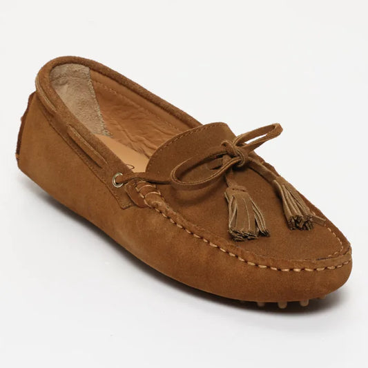 LILY mocassins à pompons camel