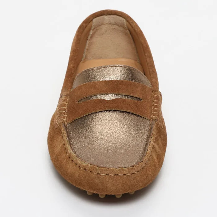 DEIRA mocassins classiques camel et bronze