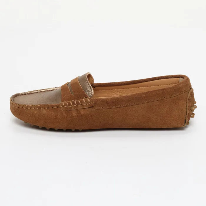 DEIRA mocassins classiques camel et bronze