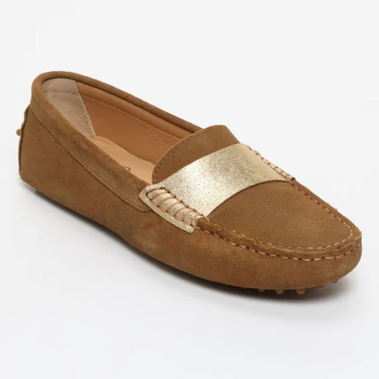 MELOA mocassins fantaisie fauve et or