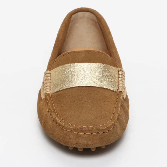 MELOA mocassins fantaisie fauve et or