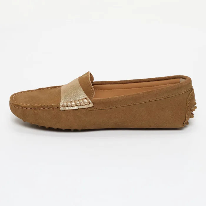 MELOA mocassins fantaisie fauve et or