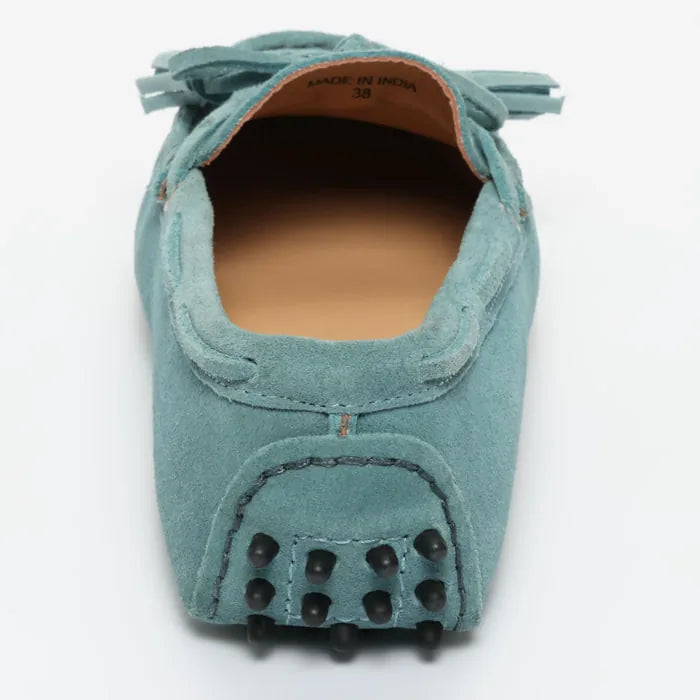 LILY mocassins à pompons gris bleu