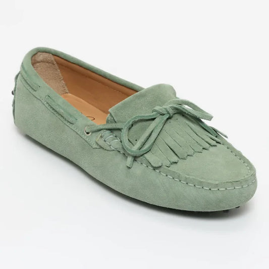 POWYS mocassins à lacets vert passé