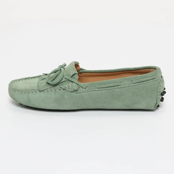 POWYS mocassins à lacets vert passé