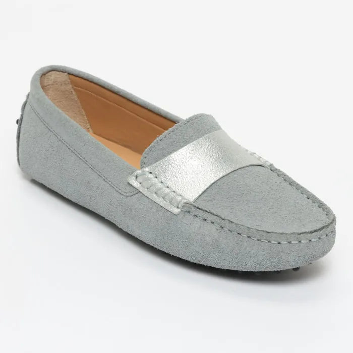 MELOA mocassins fantaisie ciel et argent