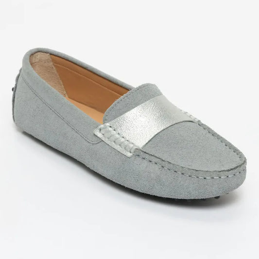 MELOA mocassins fantaisie ciel et argent