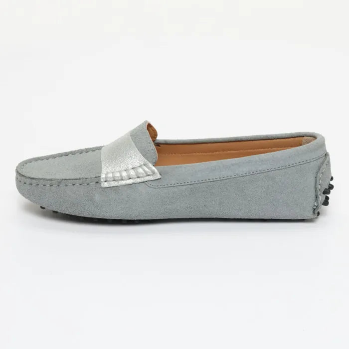 MELOA mocassins fantaisie ciel et argent