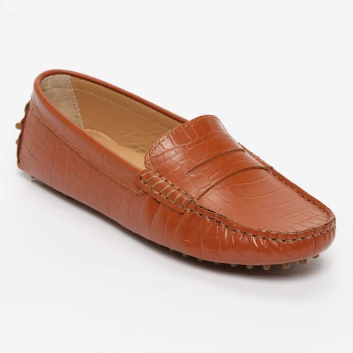 DEIRA mocassins classiques croco fauve