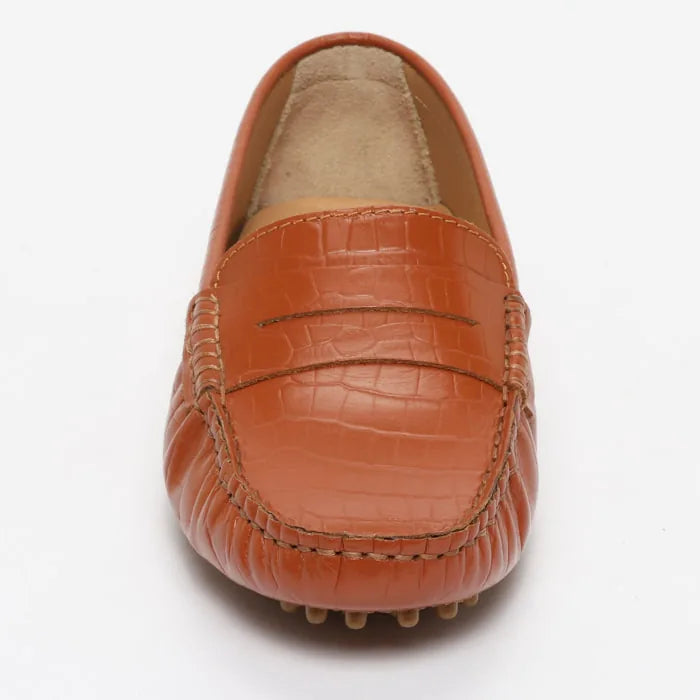 DEIRA mocassins classiques croco fauve