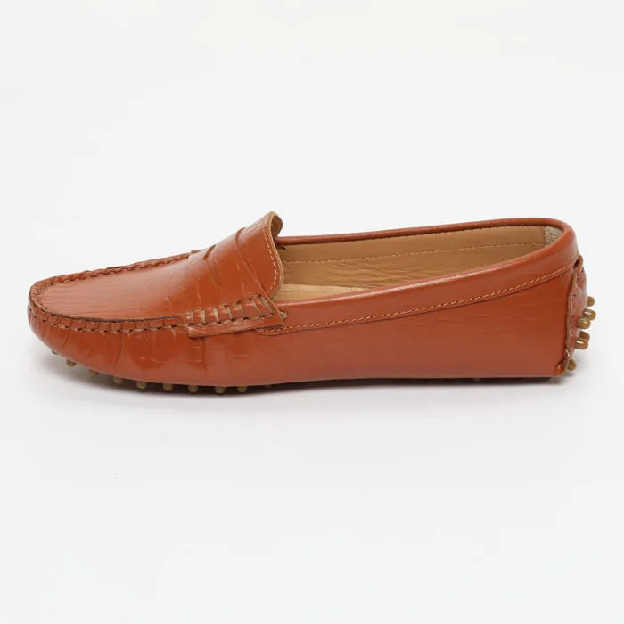 DEIRA mocassins classiques croco fauve