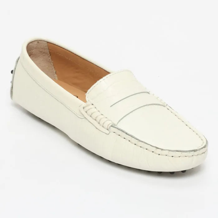 DEIRA mocassins classiques croco blanc