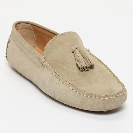 ETHAN mocassins à pompons beige clair