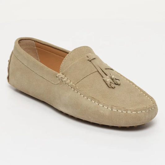 ELLIOT mocassins à pompons beige clair