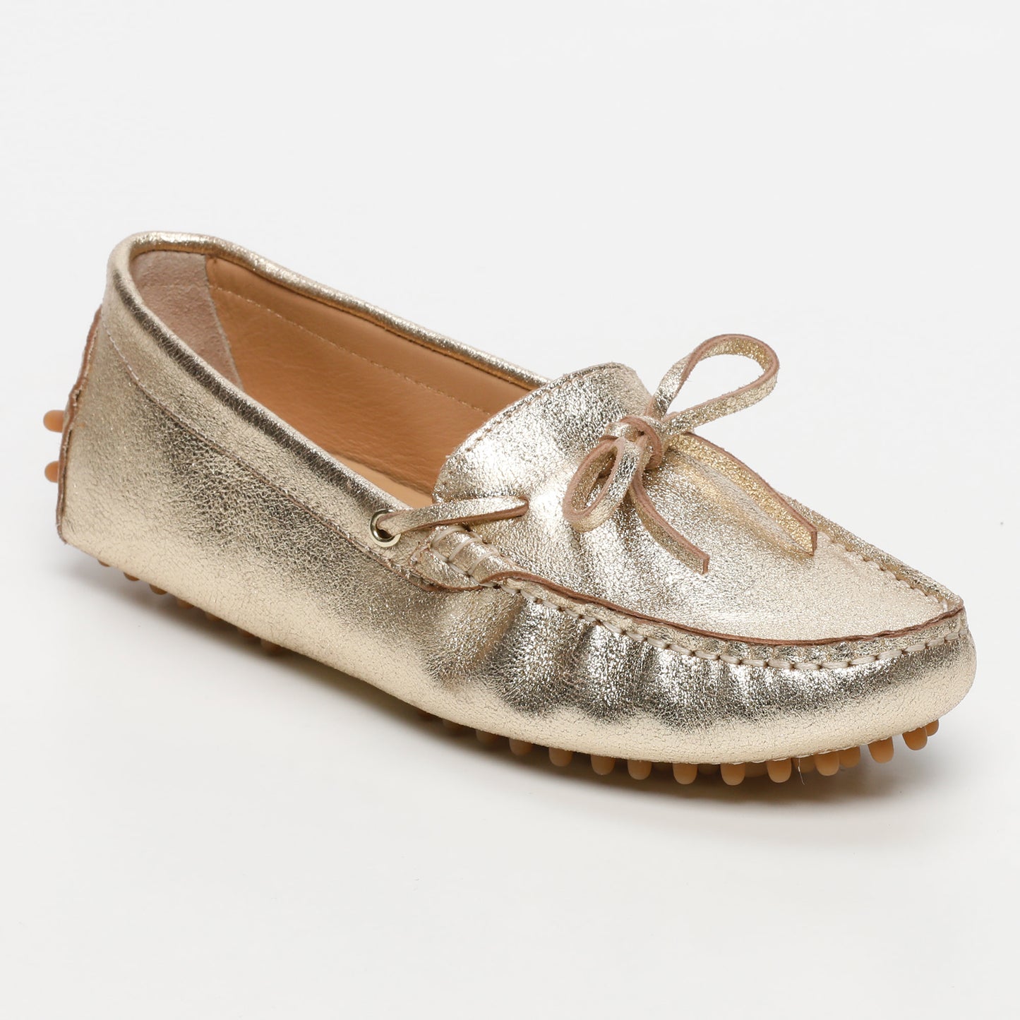 KATE mocassins à lacets or cracquelé