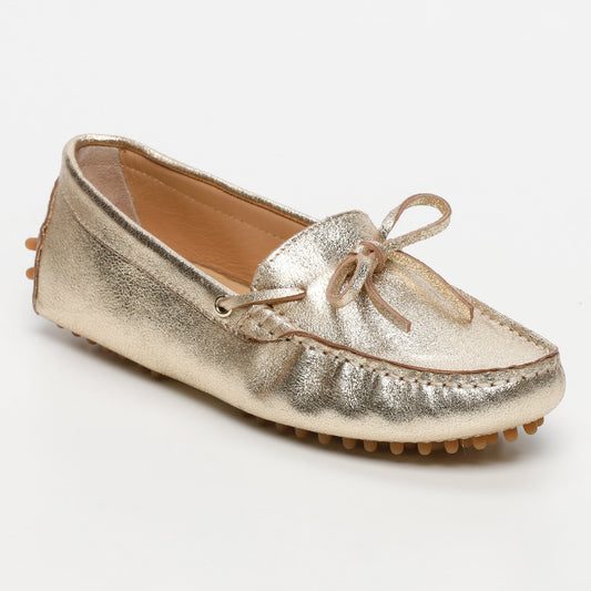 KATE mocassins à lacets or cracquelé