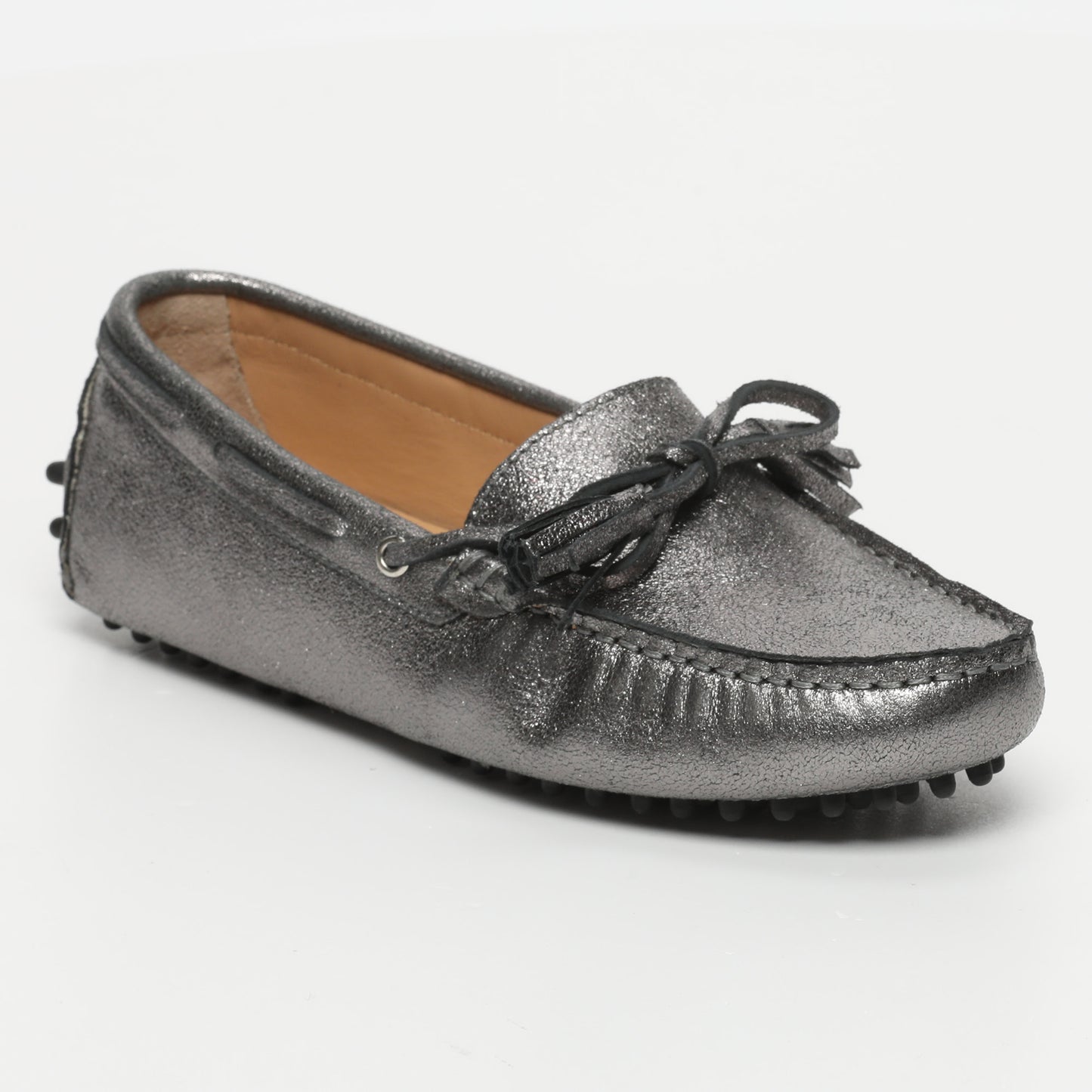 LILY mocassins à pompons argent foncé