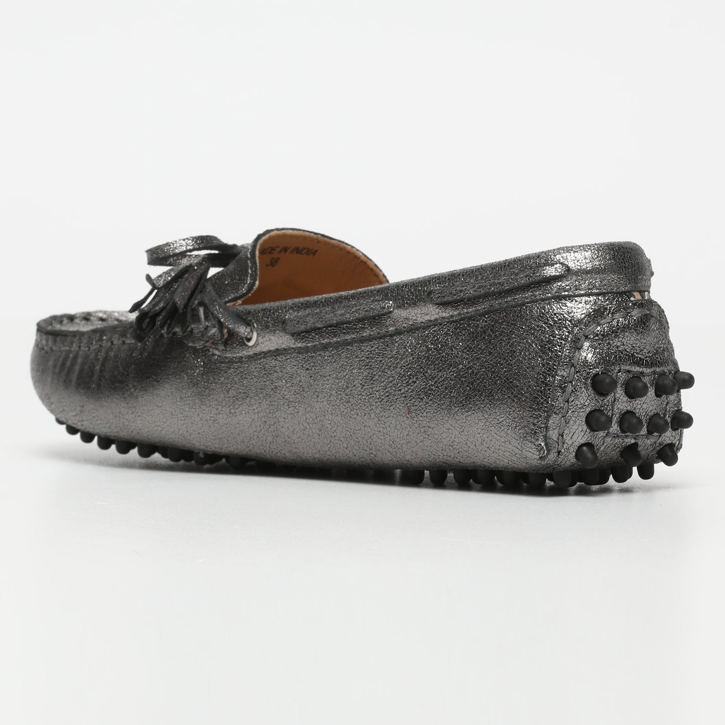 LILY mocassins à pompons argent foncé
