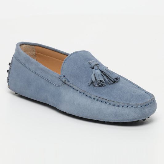 ETHAN mocassins à pompons bleu denim