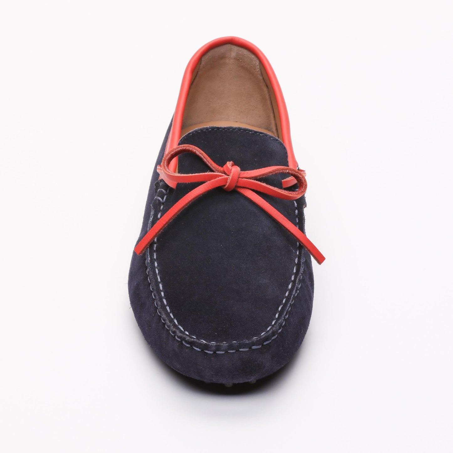 KENT mocassins à lacets marine et rouge
