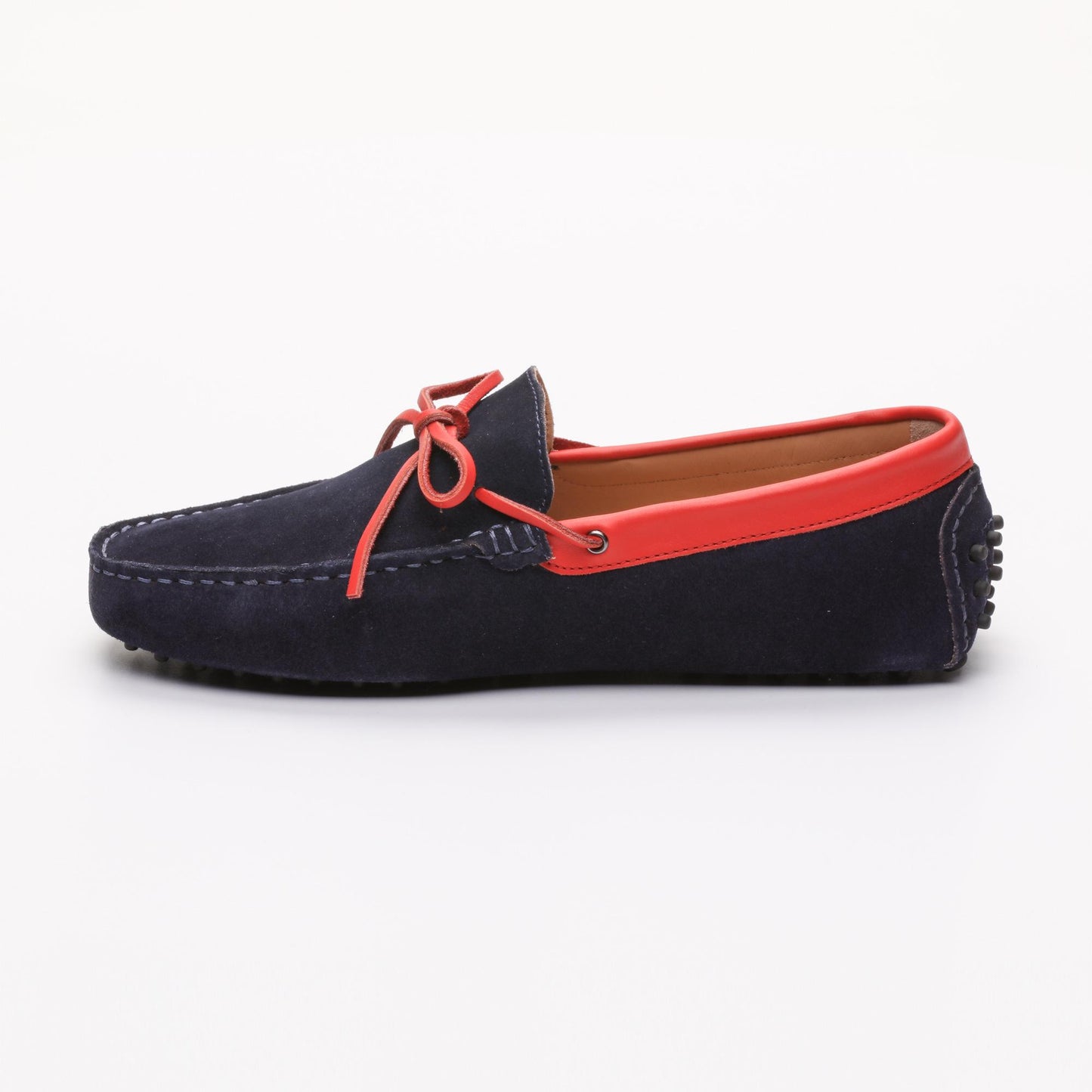 KENT mocassins à lacets marine et rouge