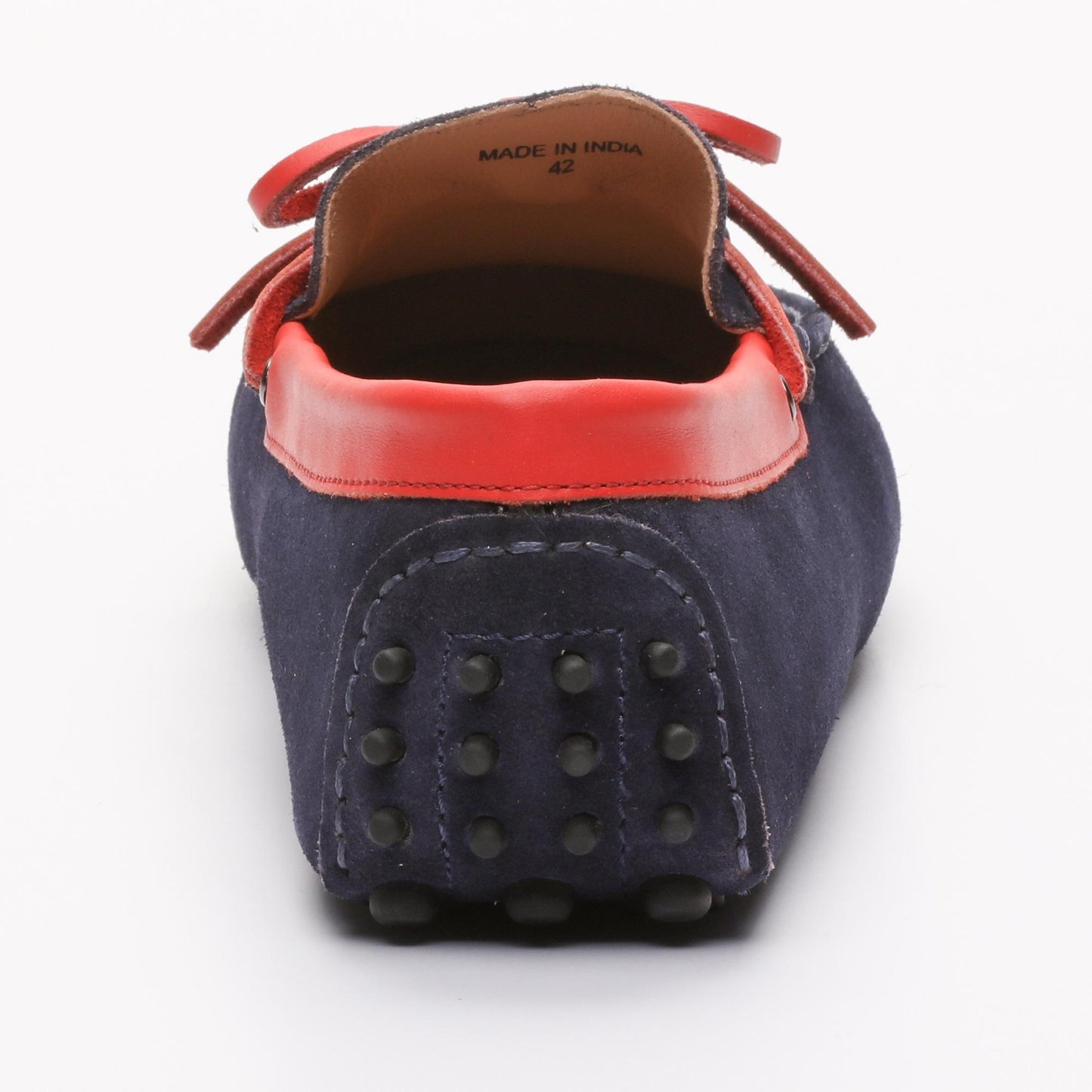 KENT mocassins à lacets marine et rouge
