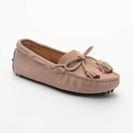 LILY mocassins à pompons vieux rose clair