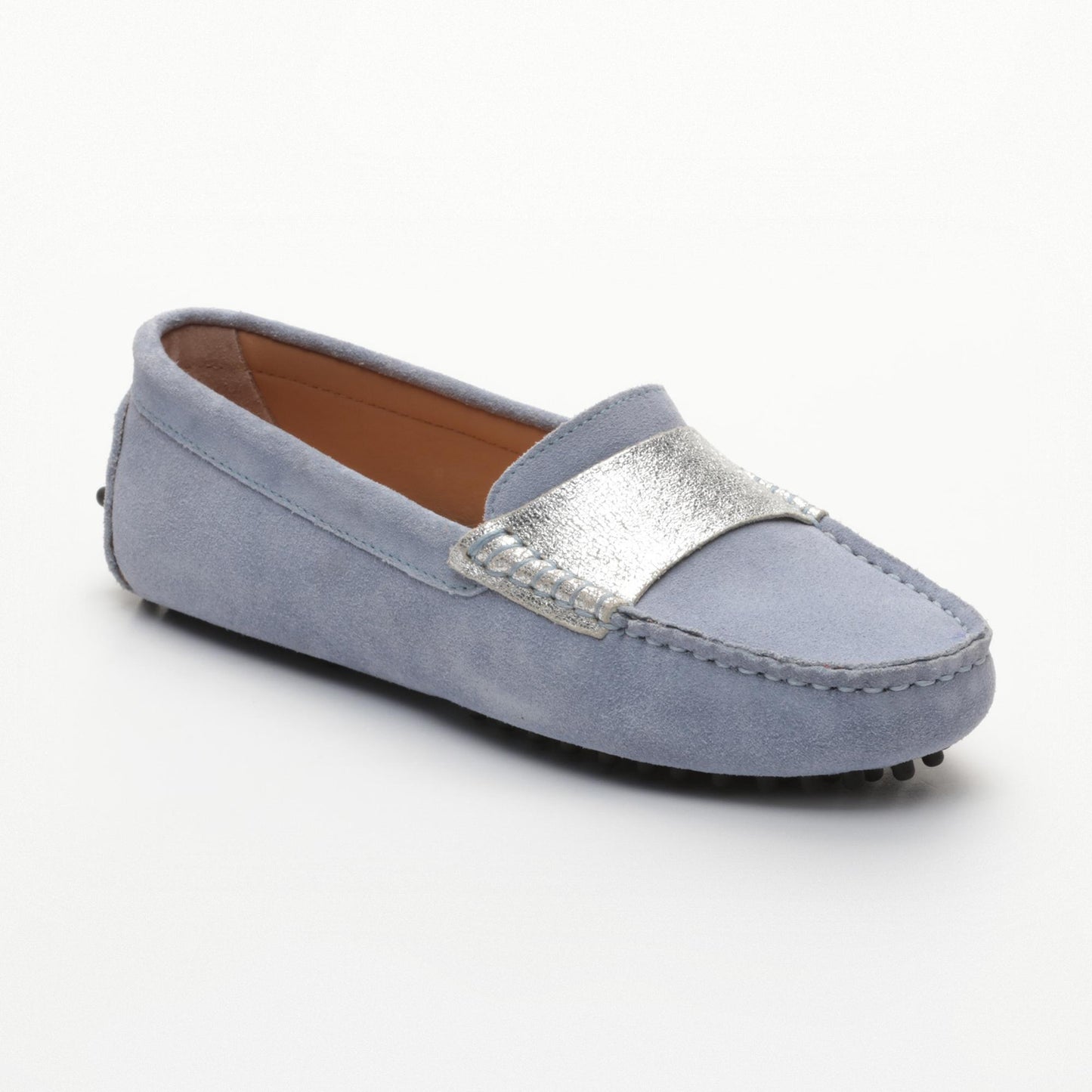 MELOA mocassins fantaisies ciel et argent