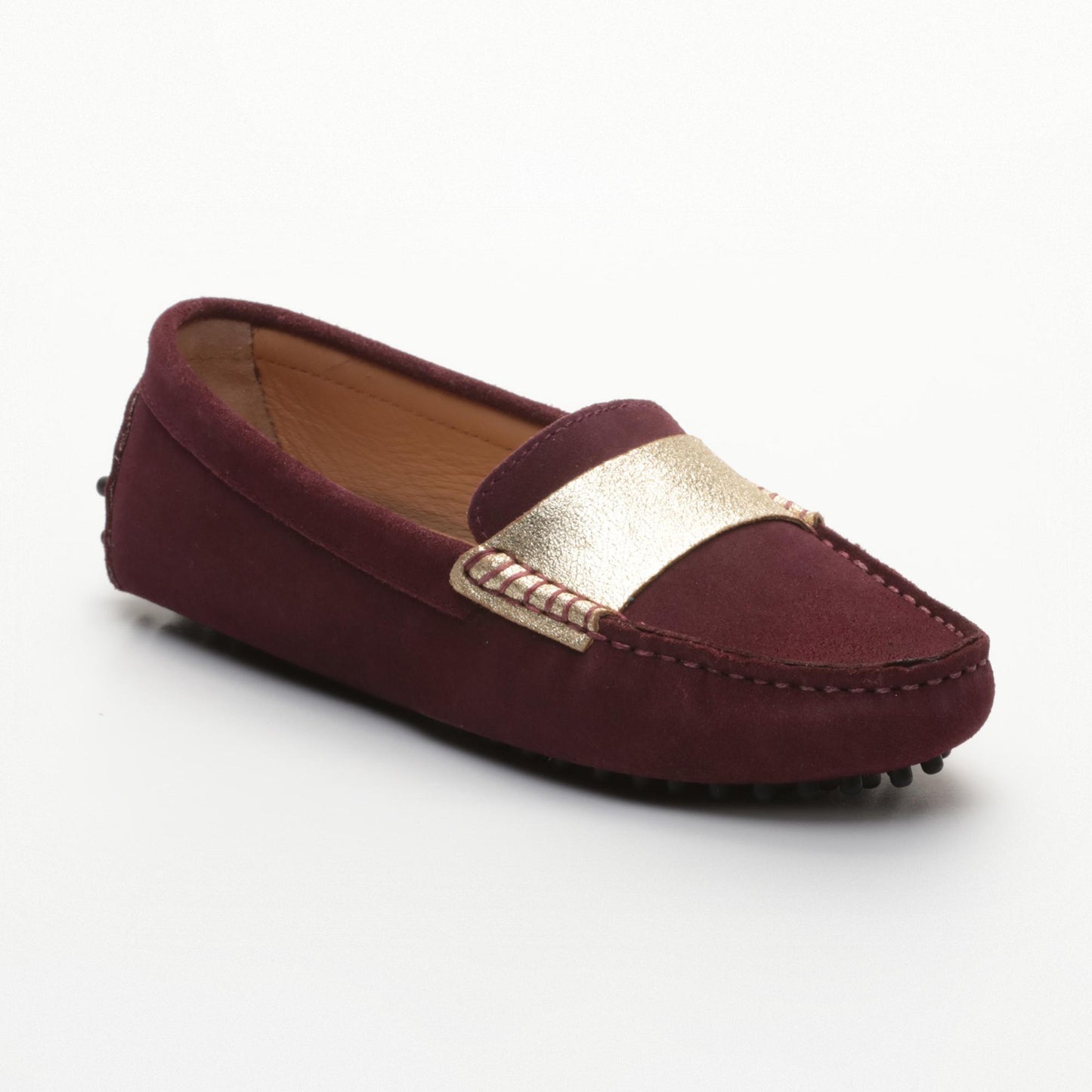 MELOA mocassins fantaisies violet foncé et or