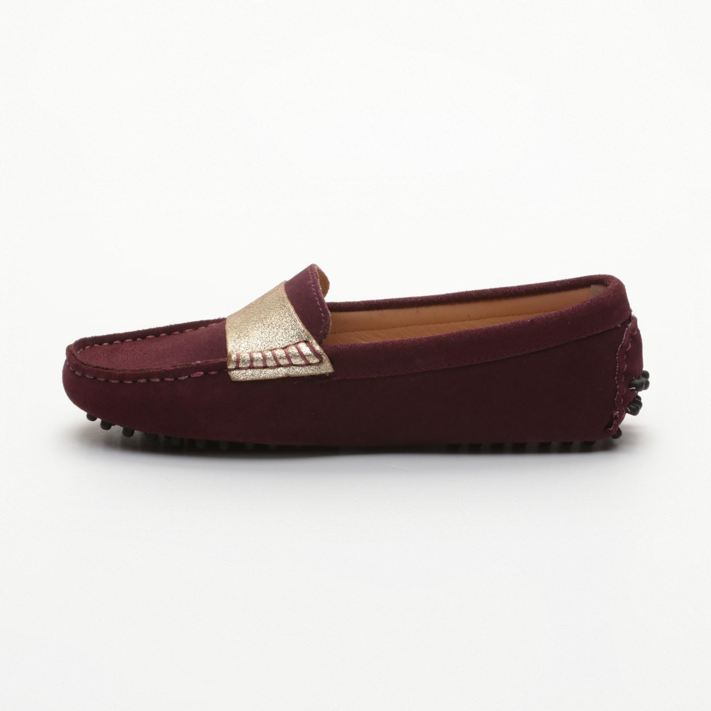 MELOA mocassins fantaisies violet foncé et or